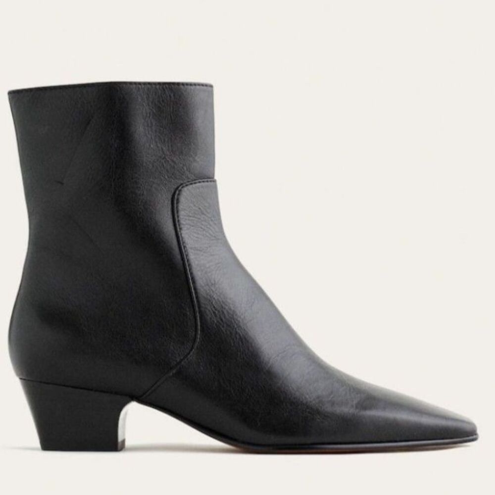 NEW Madewell Black Leather Lexie Ankle Boots Square Toe Low Block Heel Size 7